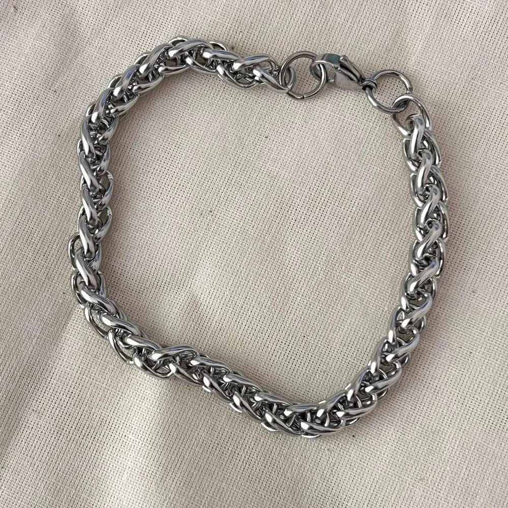 y2k silver rope chain link stainless steel tennis bracelet